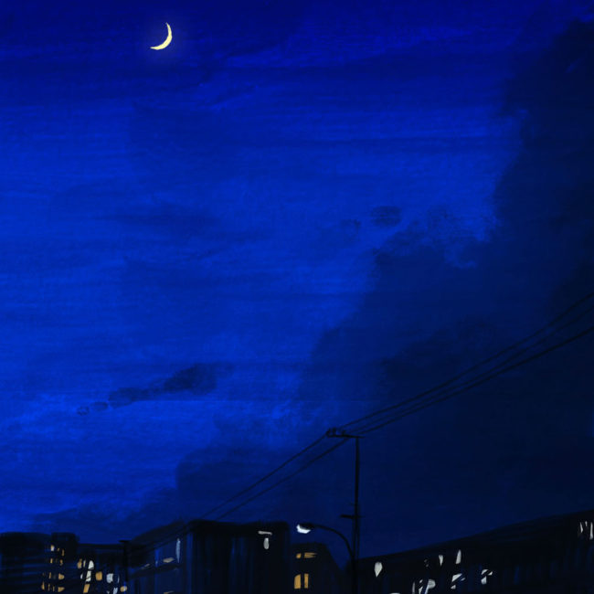 イラストレーション 風景 空 月 夜