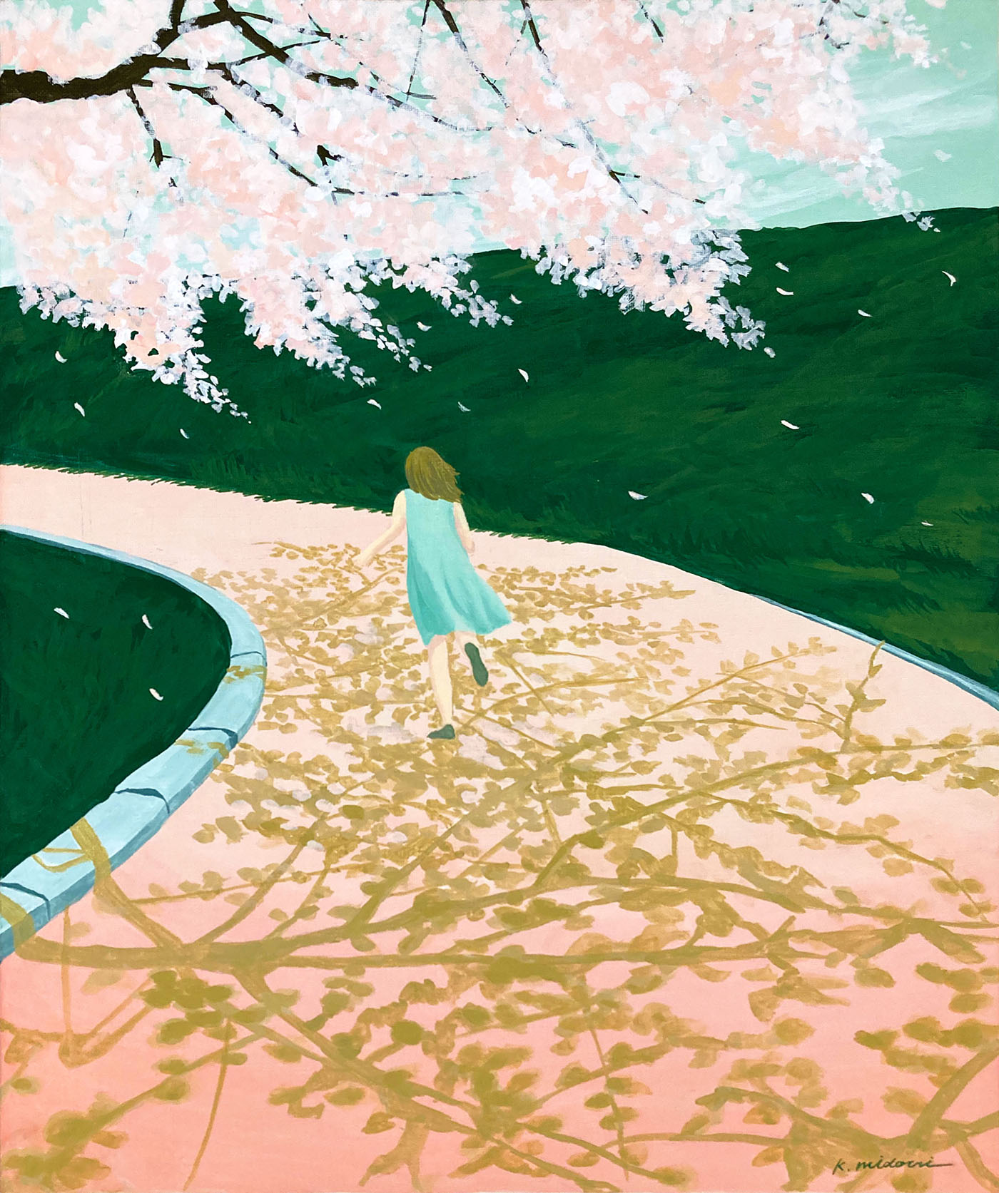 イラストレーション 草野碧 風景 桜 少女 ノスタルジック