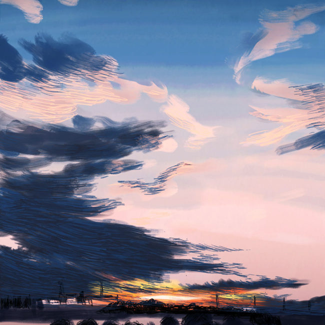 イラストレーション 風景 雲 空